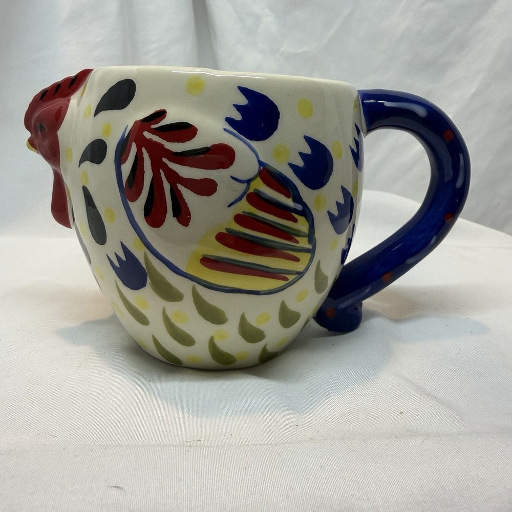 #Boston Trading Corporation MUG  Cup Colorful Rooster Mug 2013~ Retired~‎ 16 Oz